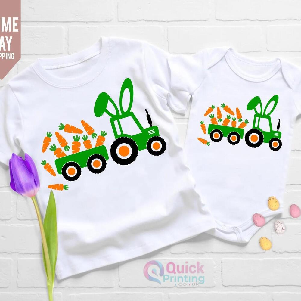 Easter Carrot Tractor Shirt Bunny Ears,  Easter Tee